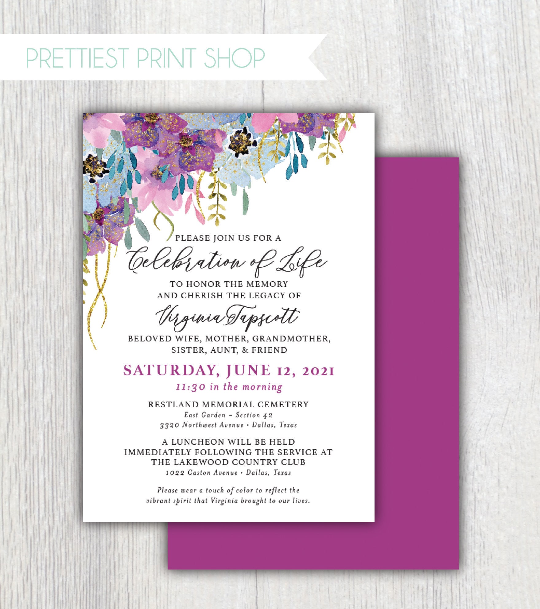 Touching Celebration of Life Invite Wording for Loved Ones