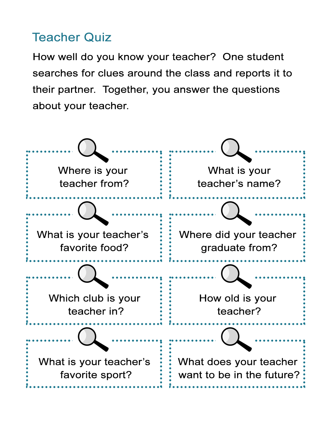 How Well Do You Know Your Teacher Game: A Fun Quiz!