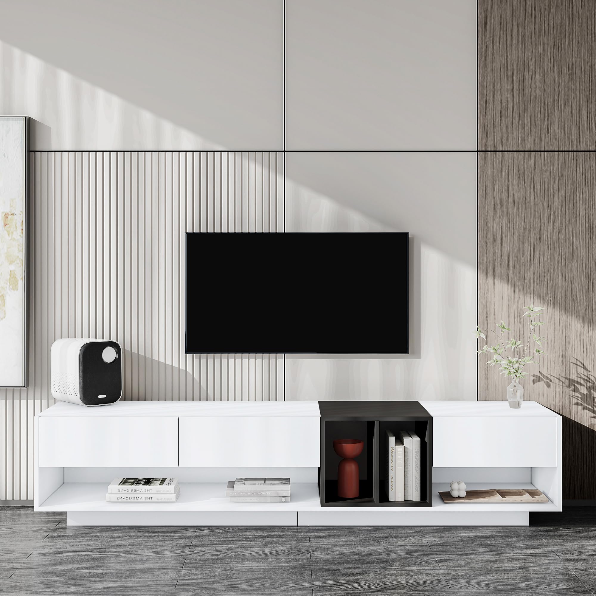 Modern Two Tone Entertainment Center (Stylish and budget friendly Update)